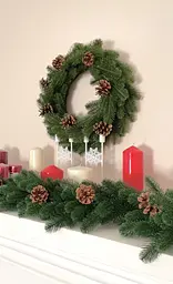 Вінки хвойні різдвяні Hvoya Lux литі зелені 50 см 7 шт. - мініатюра 3