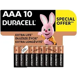 Батарейка AAA (LR03), лужна, Duracell Duralock Basic, 10 шт, 1.5V (MN2400 10BL)