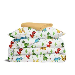 Дитяча постільна білизна в ліжечко COLORFUL DINO CS2, зелений (DinoBabyColor_Honey110x160_140)