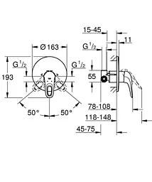 Змішувач прихованого монтажу Grohe Eurostyle 33635003, Хром - мініатюра 2