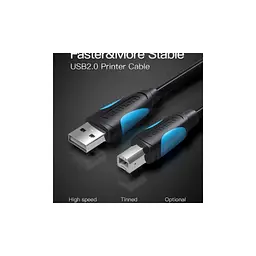 Кабель для принтера USB 2.0 AM/BM 1.0m black Vention (VAS-A16-B100) - мініатюра 2