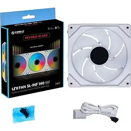 Вентилятор Lian Li Uni Fan SL-INF WIRELESS Reverse 140-1 White (G99.14RSLIN1W1W.00) - мініатюра 7