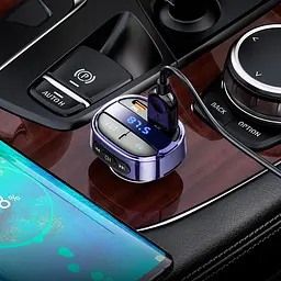 Адаптер автомобільний HOCO car BT FM transmitter E70 3 порти - 2 USB + 1Type-C 30 W - мініатюра 4