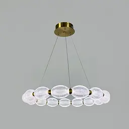 Led люстра з прозорими рельєфними кульками у латунному кільцевому корпусі Ø 58 см | Line F | Арт. MJ343-580 AB+CL
