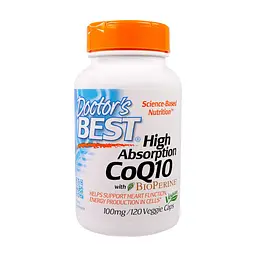 Антиоксидант Doctor's Best Коэнзим Q10 Высокой Абсорбации 100мг, BioPerine, 120 гелевы (DRB-00188)