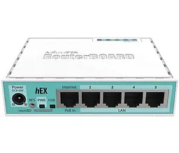 Маршрутизатор Mikrotik hEX RB750Gr3 with Dual Core 880MHz MHz CPU, 256MB RAM, 5 Gigabit LAN ports