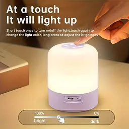 Led нічник лампа / Настільна USB лампа-нічник 360°/ Сенсорна / Акумуляторна / Декоративна / Purple - мініатюра 2