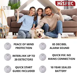Сигналізація детектора диму HiSPEC 10-річна герметична радіочастота з живленням від батарей - мініатюра 5