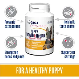 Вітамінно-мінеральна добавка Gigi Puppy Growth & Health для зміцнення кісткової та хрящової тканини у цуценят 90 таблеток (GIG20514) - мініатюра 2