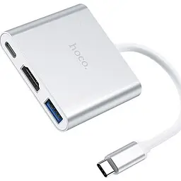 Концентратор HOCO USB-C to USB3.0+HDMI+PD HB14 Silver (6931474725790) - мініатюра 2