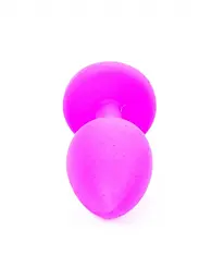 Анальна пробка з кристалом B-Series Silikon Plug Jewellery Pink Small, 7х2.7 см, рожевий з блакитним - мініатюра 5