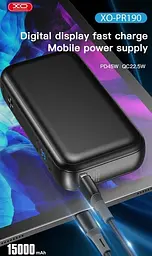 Портативний зовнішній акумулятор XO PR190 (15000 mAh) 45W чорний - мініатюра 4