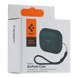 Футляр із нейлоновим шнурком Spigen Leather Armor Airpods 1/Airpods 2 Dark Green (35259_3345591) - мініатюра 2
