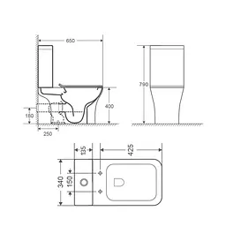 Унітаз-компакт Qtap Presto Quadro безободковий з сидінням Soft-close QT24221215AW, Білий - мініатюра 2