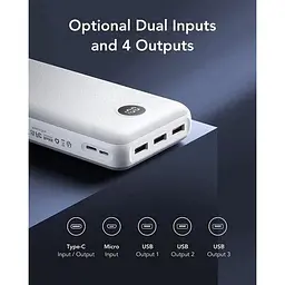 Портативний зарядний пристрій Veger L30 30000mAh з дисплеєм вихід PD20W вхід PD18W/QC18W білий - мініатюра 2