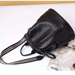 Шкіряний класичний жіночий рюкзак чорний 94083 Tiding Bag - мініатюра 5