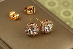 Сережки гвоздики Xuping Jewelry амінь окантовка білі фіаніти 9 мм золотисті