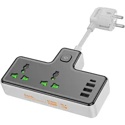 Мережевий зарядний пристрій подовжувач Hoco AC11A 3 USB/ Type-C 2 розетки чорне