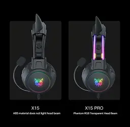 Накладні ігрові навушники Onikuma X15 Pro дротові з гарнітурою і котячими вушками та RGB-підсвіткою чорні - мініатюра 9