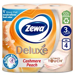 Туалетний папір Zewa Deluxe Персик тришаровий 4 рулони