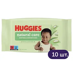 Вологі серветки Huggies Natural Care 560 шт. (10 уп. х 56 шт.)