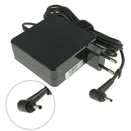Блок живлення для ноутбука Asus 19V, 3.42A, 65W, 3.0x1.1мм, квадратний корпус, black (адаптер+перехідник) - мініатюра 2