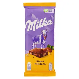 Шоколад Milka Цілий мигдаль молочний 90г
