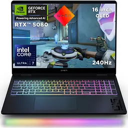 Ігровий ноутбук HP OMEN MAX 16- ah0005nn Intel Core Ultra 7 255HX до 5, 2 ГГц, 16, WQXGA, OLED, 240 Гц, 64 ГБ LPDDR5, 1 ТБ SSD, NVIDIA GeForce RTX 5080 16 ГБ GDDR7, Free DOS, Shadow black