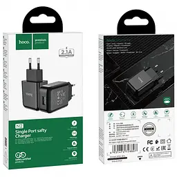 Мережевий зарядний пристрій Hoco N2 Vigour single port charger 1 USB, 2,1 A Black - мініатюра 4