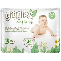 Підгузки Giggles Natural 3 Midi 4-9 кг 34 шт (8680131206391)