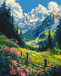 Картина за номерами Пейзаж. Гірська галявина ℗ 40*50 см Орігамі LW 3435