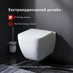 Унітаз підвісний FlashClean Am.Pm Spirit 2.0 з сидінням мікроліфт Square білий C701701SC, Білий - мініатюра 2
