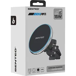 Автотримач із бездротовою зарядкою Senteo M1 Cayman Wireless Charging 15W Airvent Silver [171638] - мініатюра 2