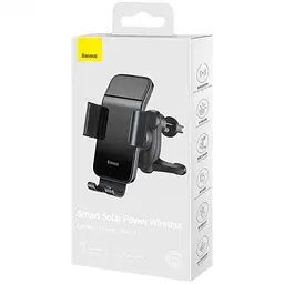 Автомобільний тримач холдер Baseus Smart Solar Power Wireless Car Mount Electric Holder SUZG000001 Black - мініатюра 3
