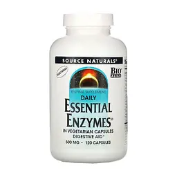 Пробіотики Source Naturals Ефірні Ензими, 500 мг, Daily Essential Enzymes, 120 вегетаріанських до (SN1302)