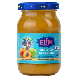 Уцінка. Набір пюре фруктове Elfik Magic Яблуко-абрикос склобанка 1020 г (6 шт. х 170 г) 