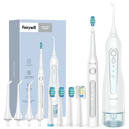 Набір електрична зубна щітка Fairywill D7 + іригатор Fairywill F5020E White