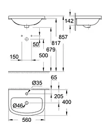 Раковина Grohe Bau Ceramic 55 см вбудованого монтажу 39422000, Білий - мініатюра 4