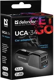 Автозарядка Defender 2xUSB 18W (2xUSB-A) 3.4A UCA-34 чорна (83834) - мініатюра 3