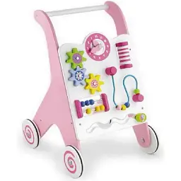 Ходунки-каталка Viga Toys з бізібордом рожеві (50178) - мініатюра 2