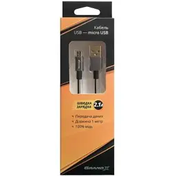 Дата кабель USB 2.0 AM to Micro 5P 1.0m Grand-X (MM-01) - мініатюра 3