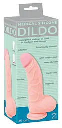 Реалістичний фалоімітатор Medical Silicone Dildo з мошонкою 20 см тілесний - мініатюра 1