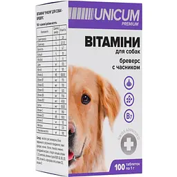 Вітаміни для собак Unicum Premium Бреверс з часником 100 таблеток (UN-034) - мініатюра 2
