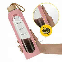 Пляшка для води спортивна 4FIZJO 1000 мл скляна Pink (P-5905973403887) - мініатюра 6