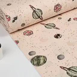 Дитяча постільна білизна в ліжечко SPACE CS23, бежевий (SpaceSolarSystemBeige_78Olive_140) - мініатюра 7