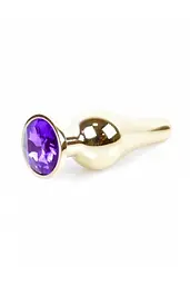 Анальна пробка з кристалом B-Series Jewellery Gold Butt Plug Purple, 9,5х3 см, фіолетовий - мініатюра 8