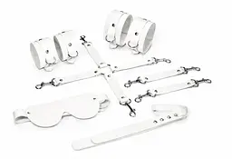 Набір Feral Feelings BDSM Kit 5 White, наручники, поножі, хрестовина, маска, падл