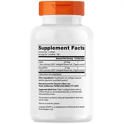 Лютеїн Doctor's Best Lutein лютемакс 20 мг 180 капсул (DRB-00370) - мініатюра 2