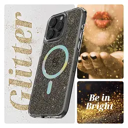 Противоударный чехол для Apple iPhone 15 Pro Max, Glow MagSafe, прозрачный, с функцией MagSafe, накладка с блестками, ударопрочный TPU+PC, поддержка беспроводной зарядки, ArmorStandart (ARM69901) - мініатюра 3