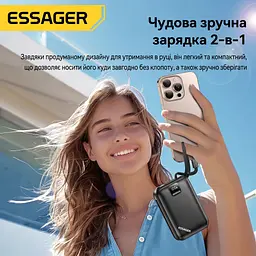 Павербанк Essager 20000 mAh 65W з кабелями (ES-D025), чорний - мініатюра 9